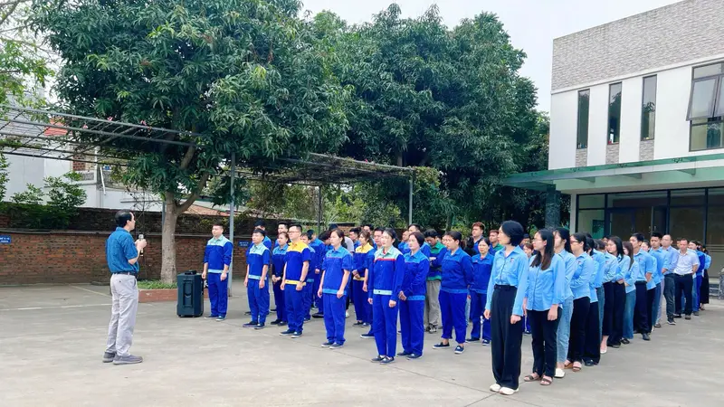 Staff gathered for the weekly meeting